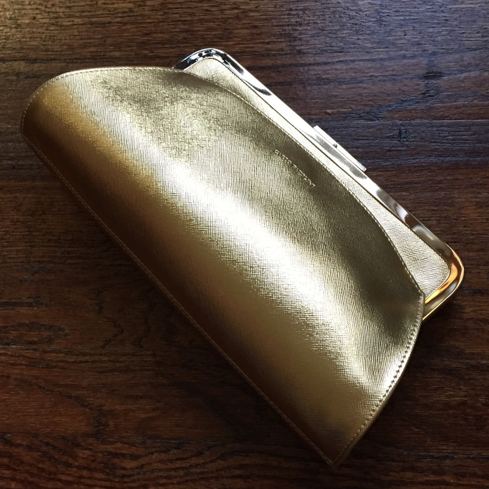 NWT Italian gold leather clutch
